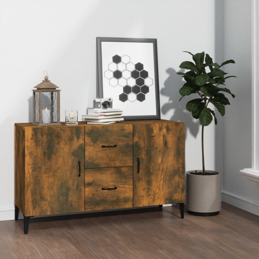 Buffet chêne fumé 100x36x60 cm bois d'ingénierie