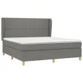cadre de lit avec matelas Gris foncé 160x200cm Tissu