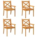 Chaises à dîner d'extérieur 4 pcs Bois d'acacia massif