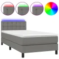 cadre de lit avec matelas et LED Gris foncé 90x190cm