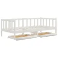 Lit de repos avec tiroirs 90x200 cm Blanc Bois de pin massif