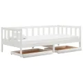 Lit de repos avec tiroirs 90x200 cm Blanc Bois de pin massif