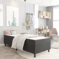 cadre de lit Gris foncé Tissu 90x200 cm