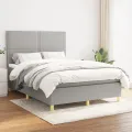 cadre de lit avec matelas Gris clair 140x200cm Tissu