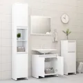 Ensemble de meubles de salle de bain 3 pcs Blanc Aggloméré