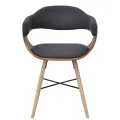Chaises à manger lot de 4 gris foncé bois courbé et tissu