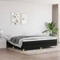 cadre de lit avec matelas Noir 200x200 cm Tissu