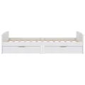 Cadre de lit avec tiroirs Blanc Bois de pin massif 90x200 cm