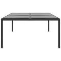 Table de jardin 200x150x75 cm Verre trempé/résine tressée Noir