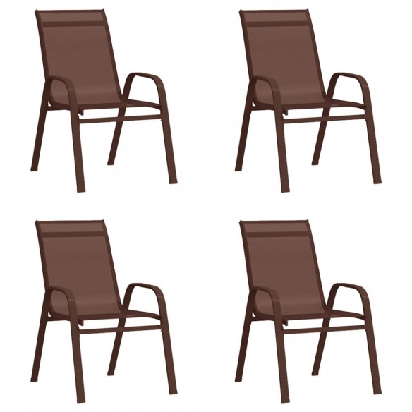 Chaises empilables de jardin 4 pcs Marron Tissu textilène