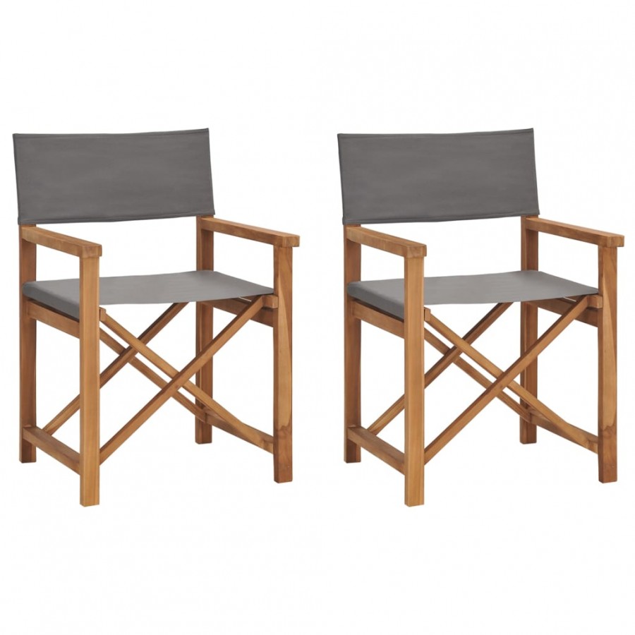 Chaises de metteur en scène pliantes lot de 2 Bois teck massif