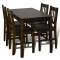 Table de salle à manger avec 4 chaises Marron