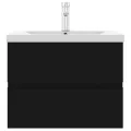 Armoire d'évier avec lavabo intégré Noir Aggloméré