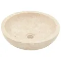 Armoire de salle de bain et lavabos en marbre crème Teck massif