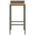 Tabourets de bar 4 pcs gris résine tressée et bois d'acacia