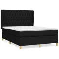 cadre de lit avec matelas Noir 140x190 cm Tissu