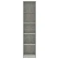 Bibliothèque à 5 niveaux Gris béton 40x24x175 cm Aggloméré