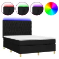 cadre de lit et matelas et LED Noir 140x200 cm Tissu