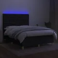 cadre de lit et matelas et LED Noir 140x200 cm Tissu