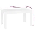 Table à manger Blanc 140x74,5x76 cm Bois d'ingénierie