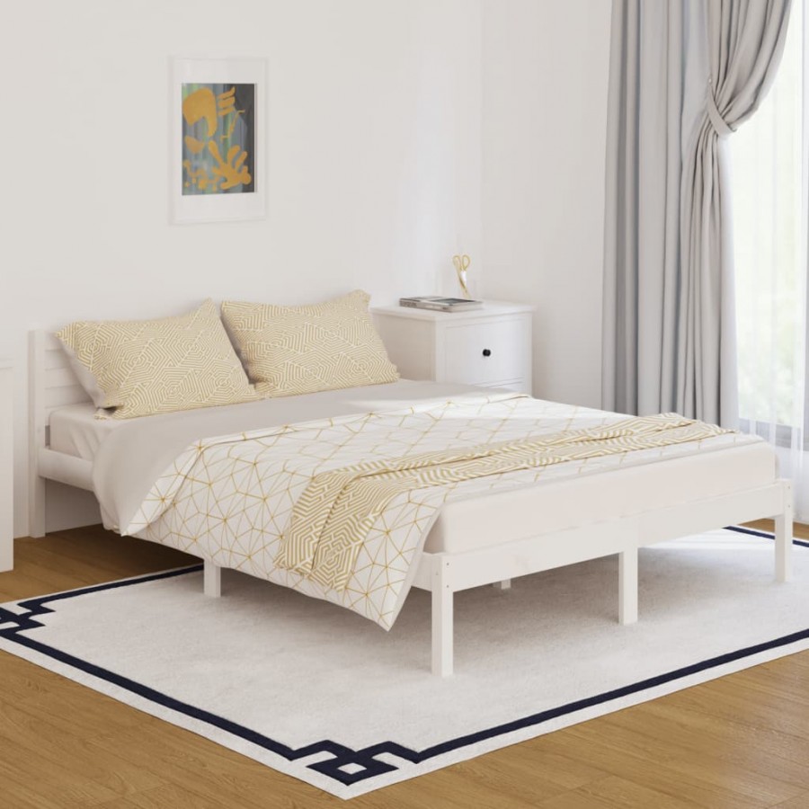 Cadre de lit Bois massif de pin 140x200 cm Blanc