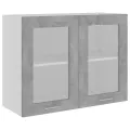 Armoire en verre suspendue Gris béton 80x31x60 cm Aggloméré