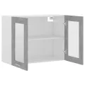 Armoire en verre suspendue Gris béton 80x31x60 cm Aggloméré