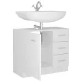 Armoire d'évier Blanc brillant 63x30x54 cm Aggloméré