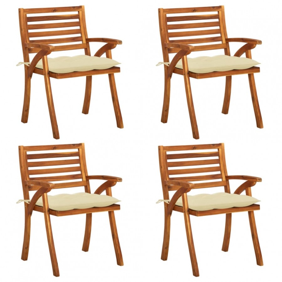 Chaises de jardin avec coussins 4 pcs Bois de teck solide