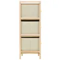Étagère de rangement 6 paniers Tissu Bois de cèdre Beige