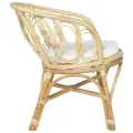 Chaise de salle à manger avec coussin Rotin naturel et lin