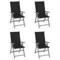 Chaises inclinables de jardin 4 pcs avec coussins Bois d'acacia