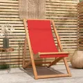 Chaise de plage pliable Bois de teck solide Rouge