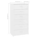 Buffet avec 6 tiroirs Blanc 50x34x96 cm Bois d'ingénierie