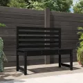 Banc de jardin noir 109 cm bois massif de pin