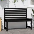 Banc de jardin noir 109 cm bois massif de pin