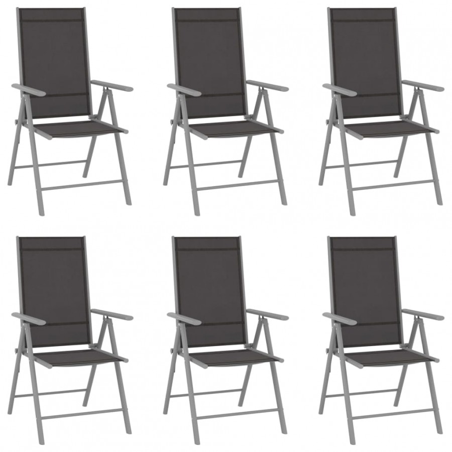 Chaises de jardin pliables 6 pcs Textilène Noir