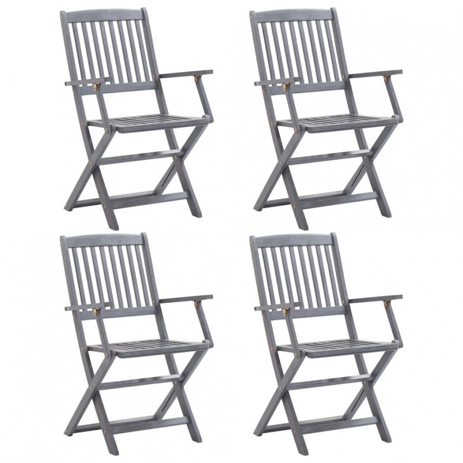 Chaises pliables d'extérieur 4 pcs Bois d'acacia solide