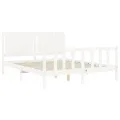 Cadre de lit avec tête de lit blanc 160x200 cm bois massif