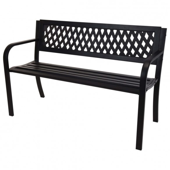 ProGarden Banc de jardin Acier 119x50x75 cm Noir