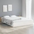 Cadre de lit blanc bois massif 150x200 cm très grand