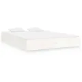 Cadre de lit blanc bois massif 150x200 cm très grand