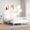 Cadre de lit avec tête de lit blanc 160x200 cm bois massif