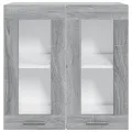 Armoire vitrée suspendue Sonoma gris 60x31x60cm Bois ingénierie