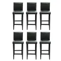 Tabourets de bar lot de 6 noir similicuir