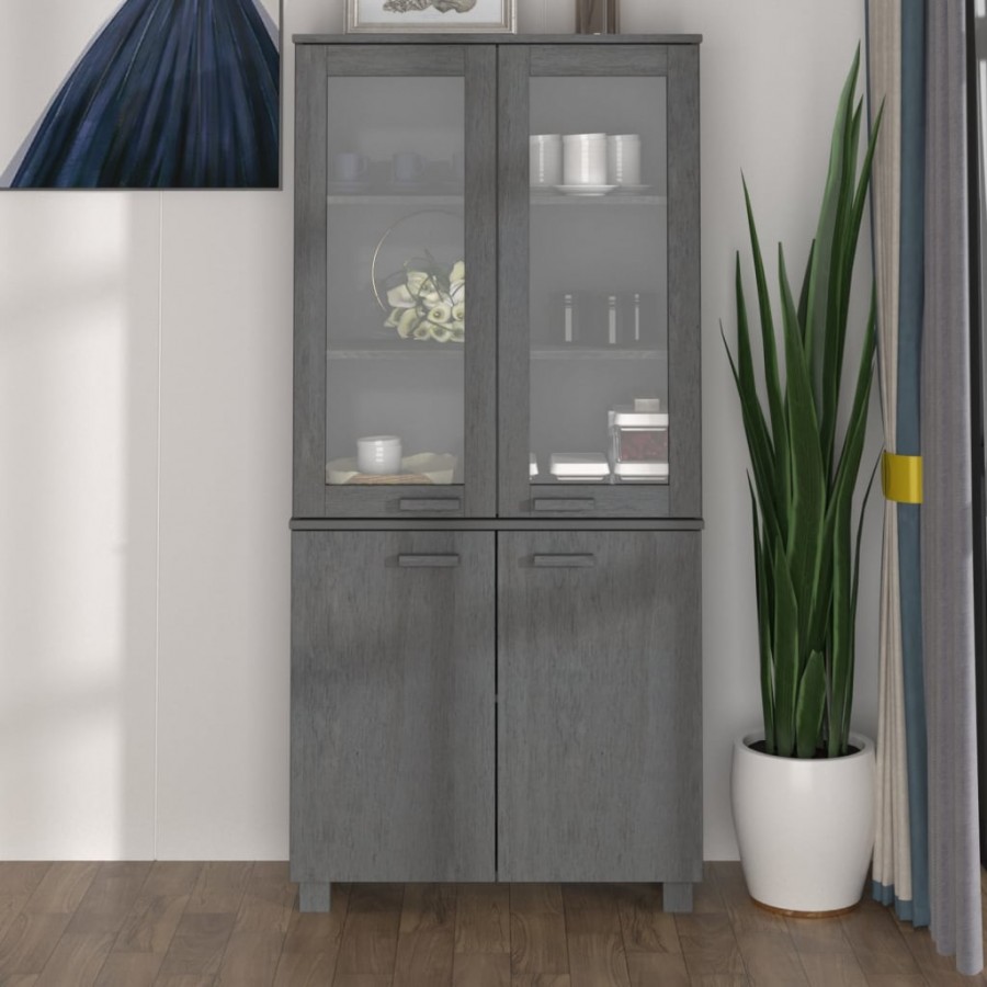 Buffet HAMAR Bois massif de pin Gris foncé