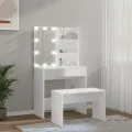 Ensemble de coiffeuse avec LED Blanc Bois d'ingénierie
