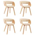 Chaises à manger lot de 4 crème bois courbé et similicuir