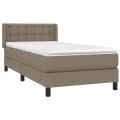 cadre de lit avec matelas Taupe 100x200 cm Tissu