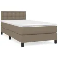 cadre de lit avec matelas Taupe 100x200 cm Tissu